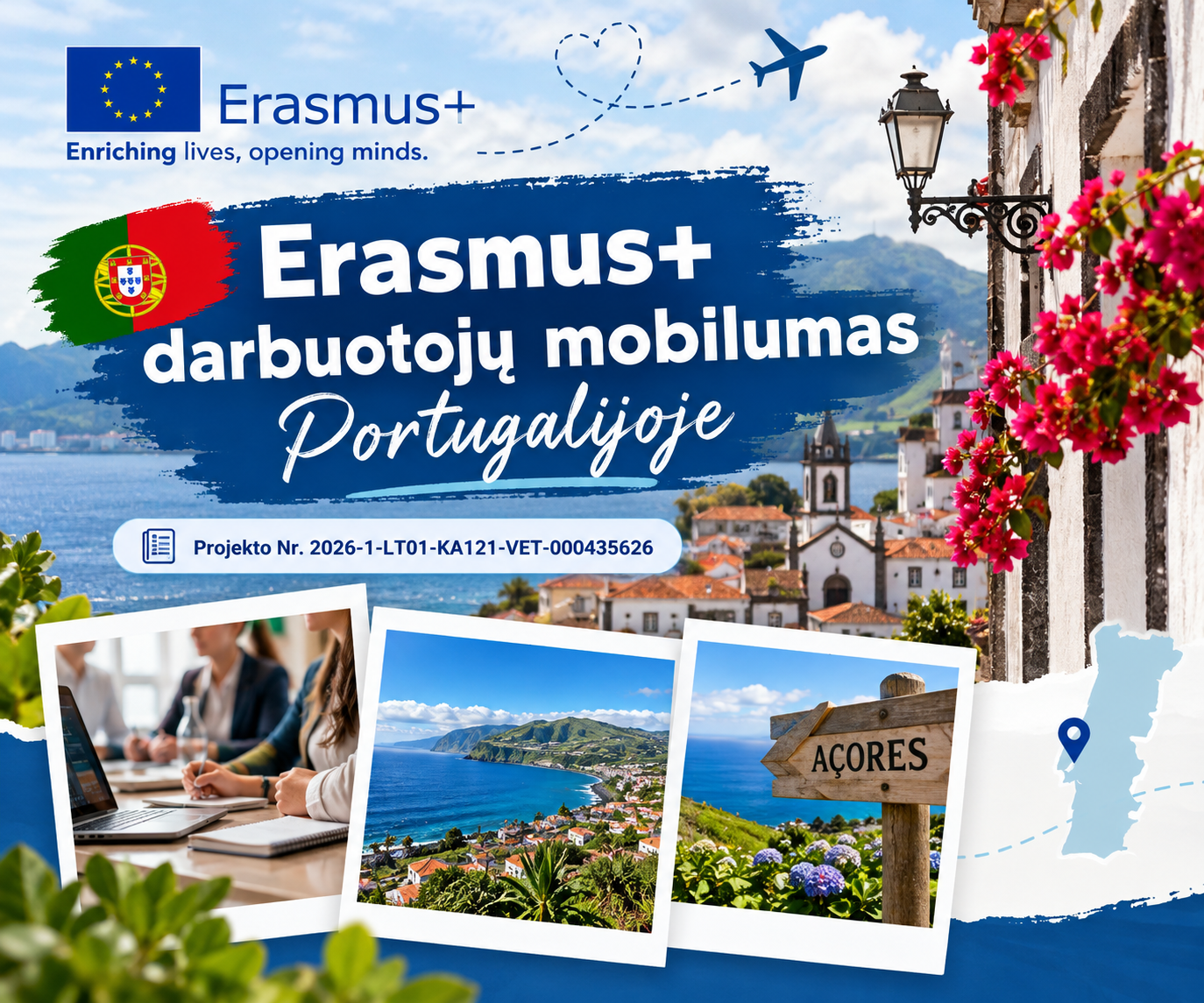 Erasmus+ darbuotojų mobilumas Portugalijoje Projekto Nr. 2026-1-LT01-KA121-VET-000435626